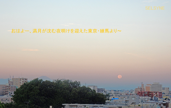 おはよー、満月が沈む夜明けを迎えた東京・練馬より～