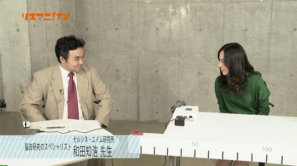 TOKYO MX「リスアニ！TV」寿美菜子さんのプリティフィーバー度を脳波で判定。寿美菜子さんと和田知浩。