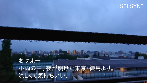 おはよー　小雨の中、夜が明けた東京・練馬より。涼しくて気持ちいい。