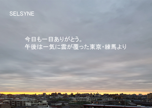 今日も一日ありがとう。午後は一気に雲が覆った東京・練馬より