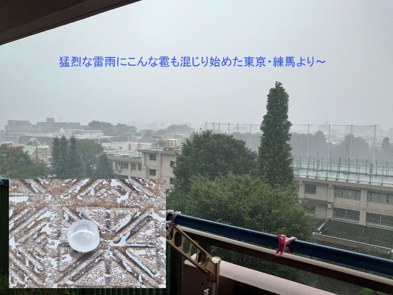 猛烈な雷雨にこんな雹も混じり始めた東京・練馬より～