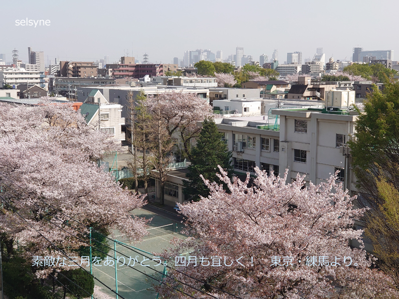 素敵な三月をありがとう。四月も宜しく！　東京・練馬より。